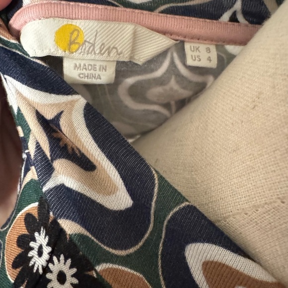 Boden Floral Geometric Patterned Long Sleeved Jersey Top - Picture 5 of 5